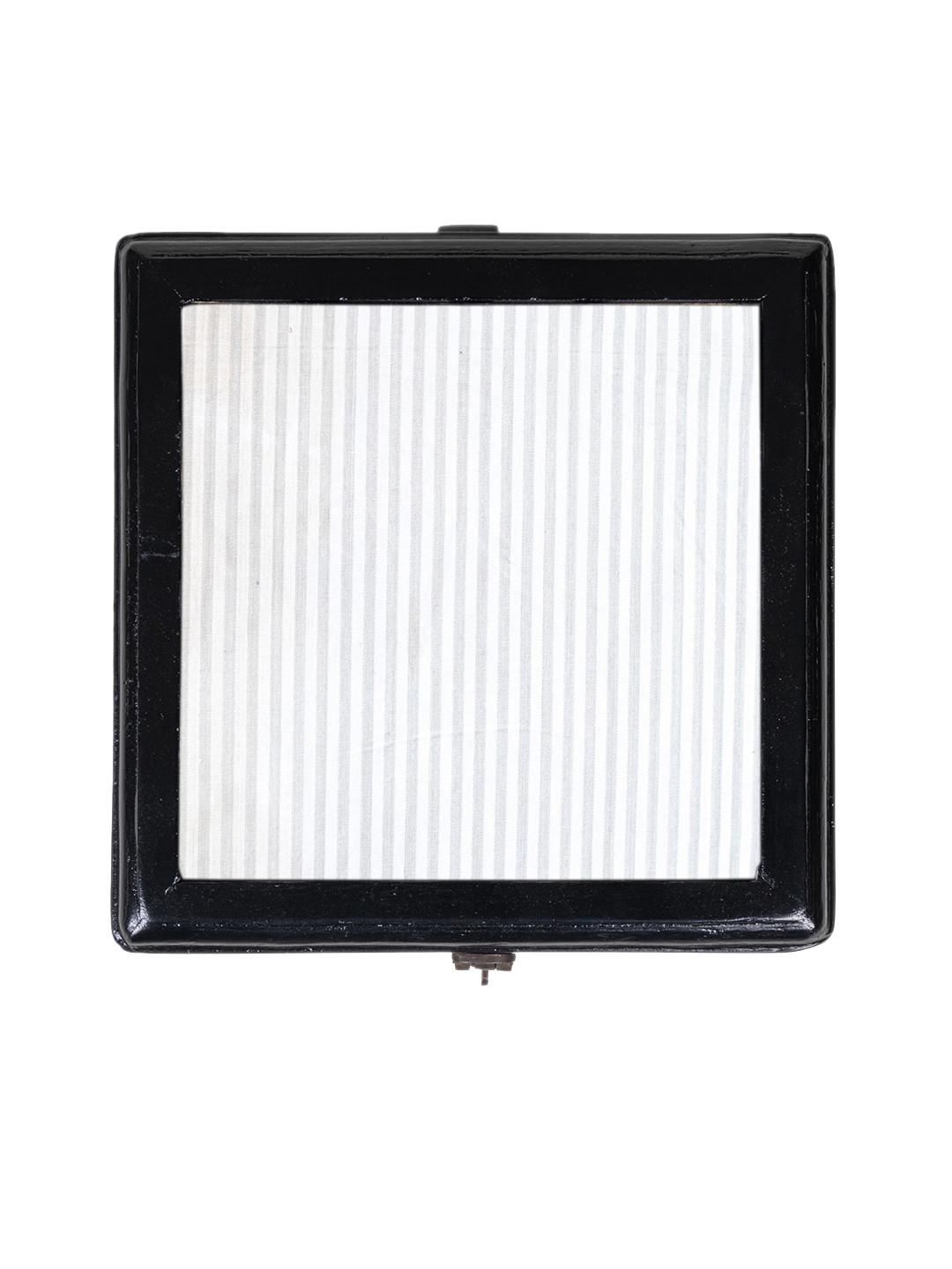 Contrast Living Black Decorative Jewellery Painted Box with Cotton Fabric on top Box