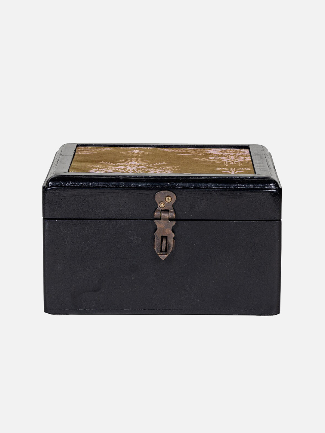 Contrast Living Brown Painted Wooden Decorative Jewellery Box