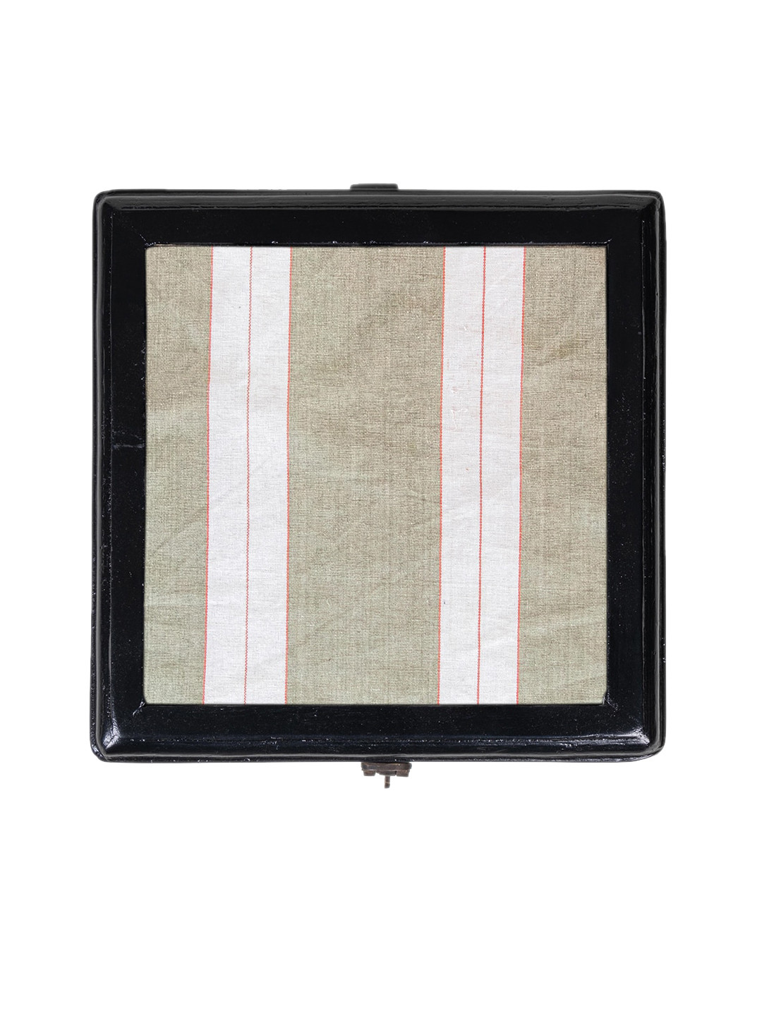 Contrast Living Brown Decorative Jewellery Painted Box with Cotton Fabric on top Box