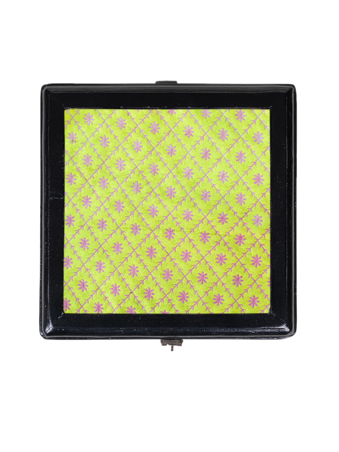 Contrast Living Green Floral Painted Wooden Decorative Jewellery Box