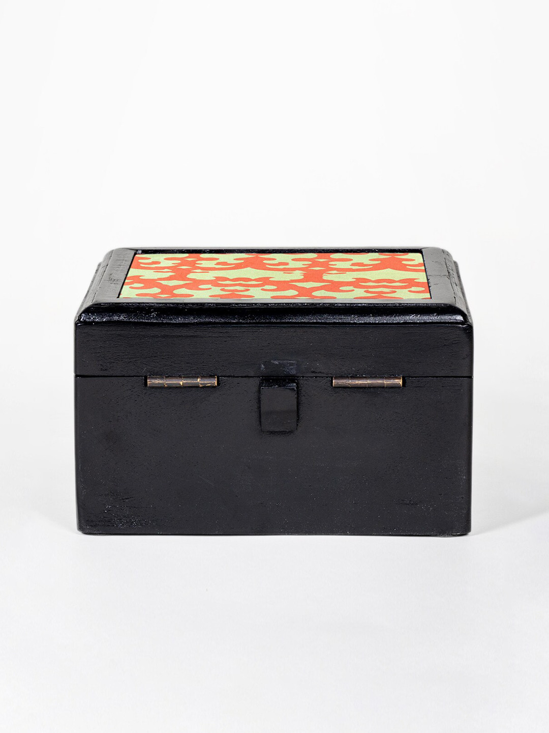 Contrast Living Orange Painted Wooden Decorative Jewellery Box