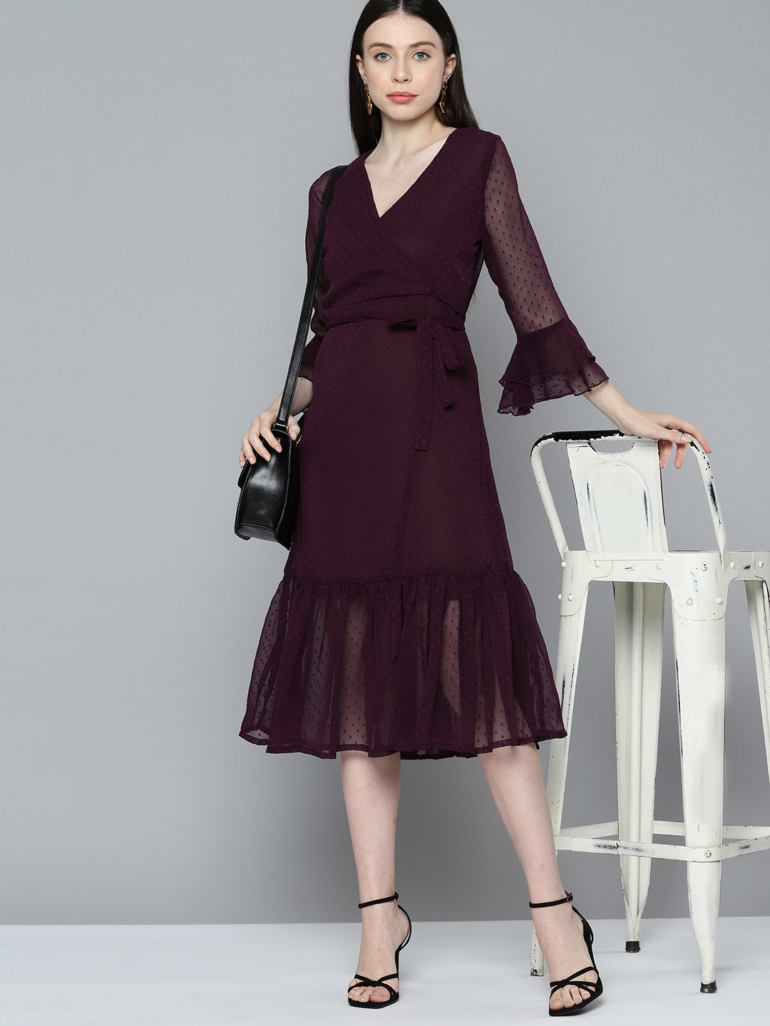 Chemistry Bell Sleeve Georgette Dress