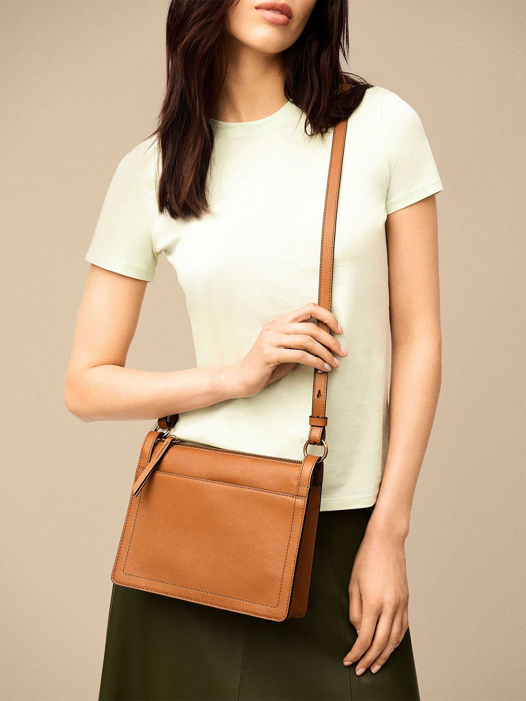 Fossil Leather Structured Sling Bag