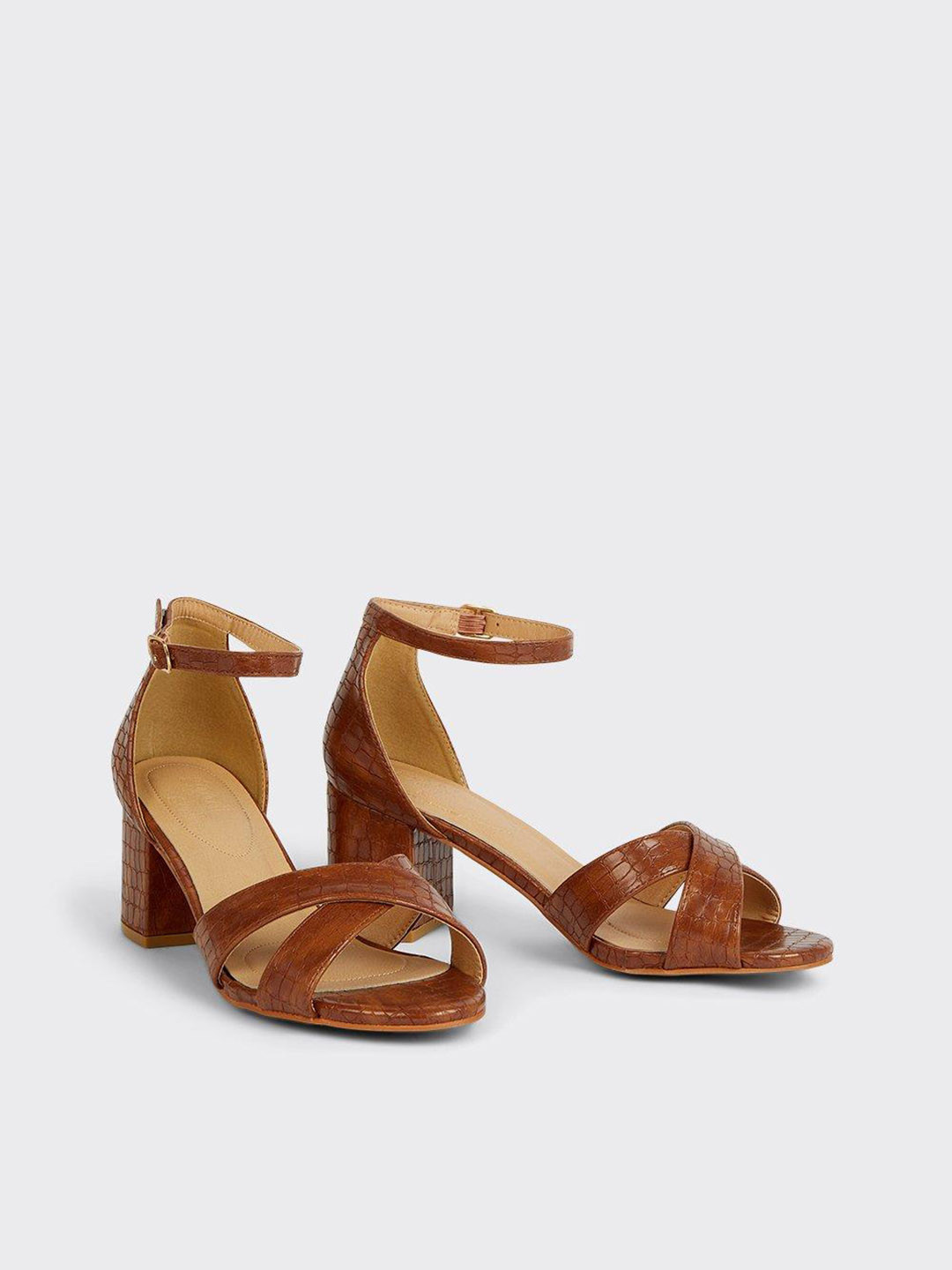 DOROTHY PERKINS Extra Wide Fit Croc Textured Block Heel