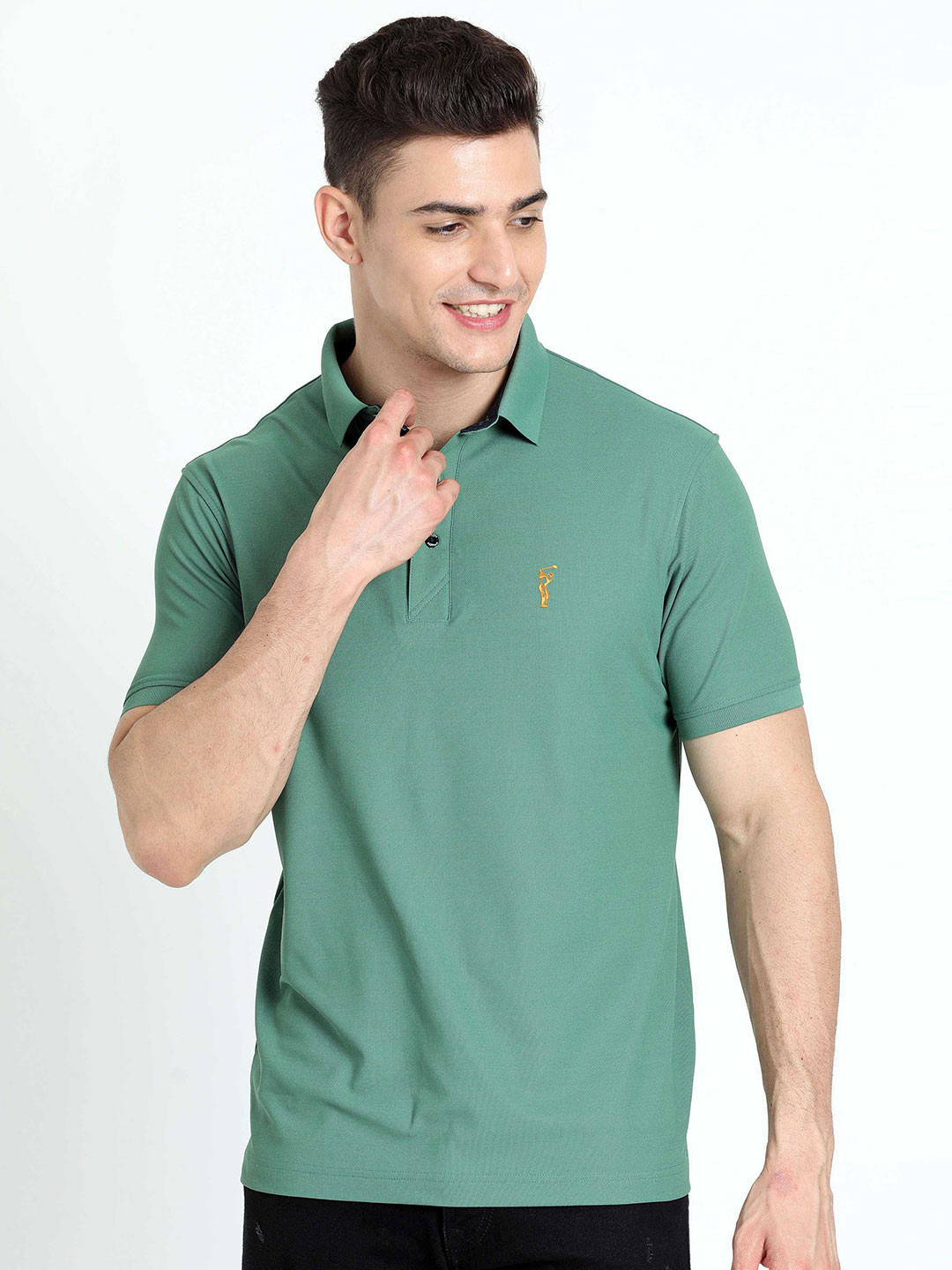STELLERS Men Solid Wrinkle Free Quick Dry Stretchable Polo Collar T-shirt