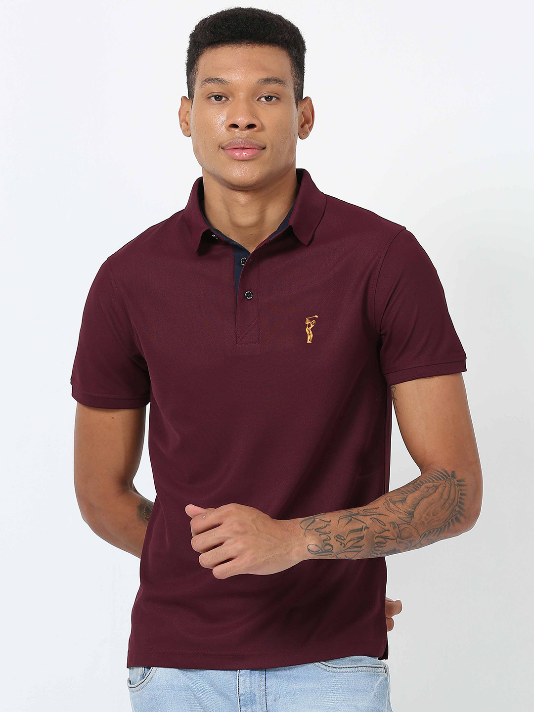 STELLERS Men Solid Wrinkle Free Quick Dry Stretchable Polo Collar T-shirt