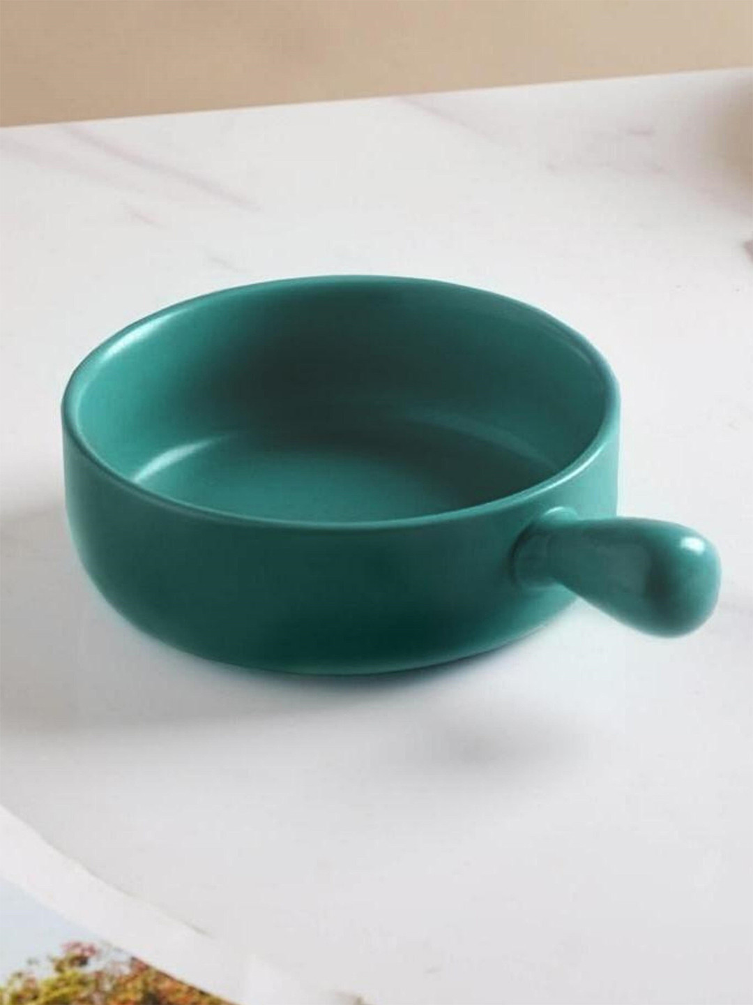 Nestasia Green Ceramic Serving Bowl With Handle 600 ml