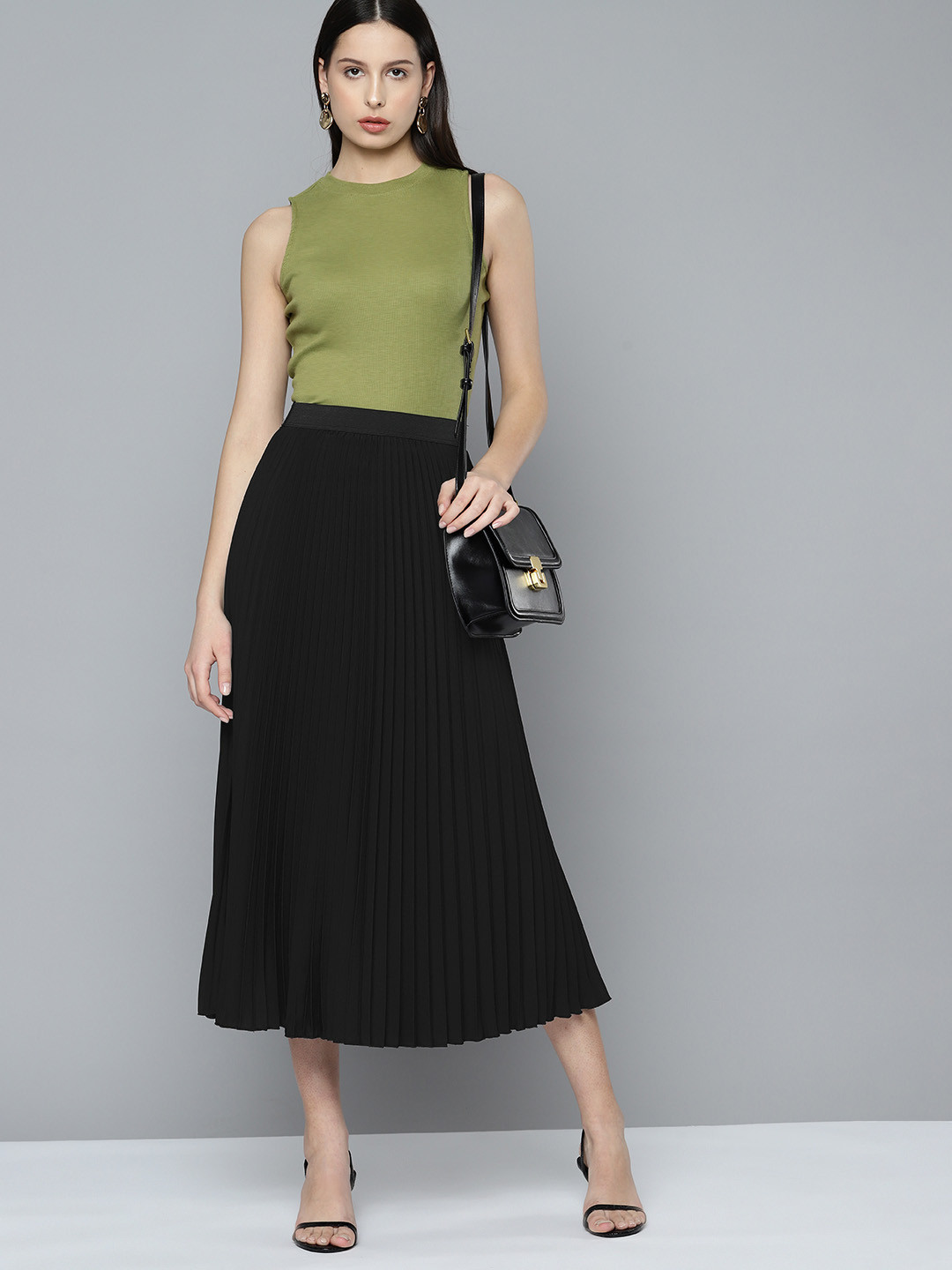 Chemistry Accordion Pleat Maxi Flared Skirt