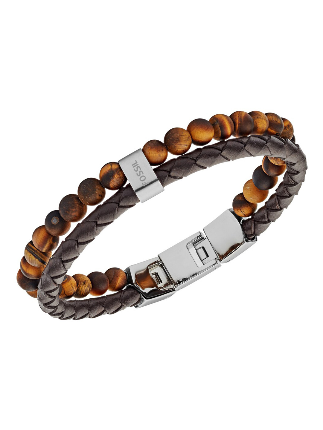 Fossil Men Leather Link Bracelet
