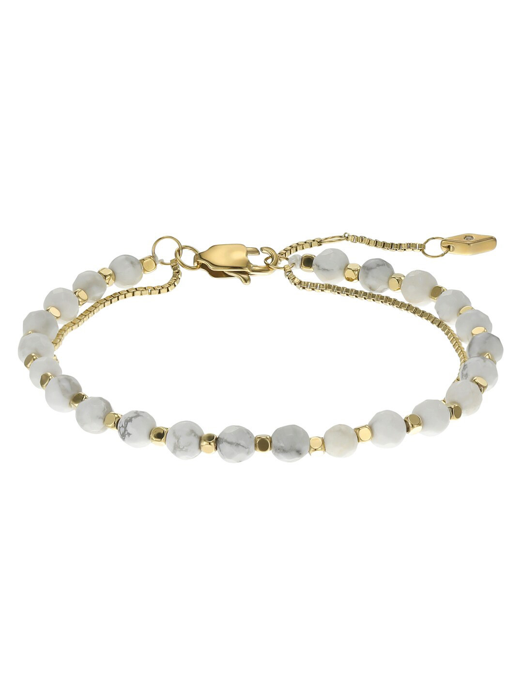 Fossil Gold-Plated Beaded Link Bracelet