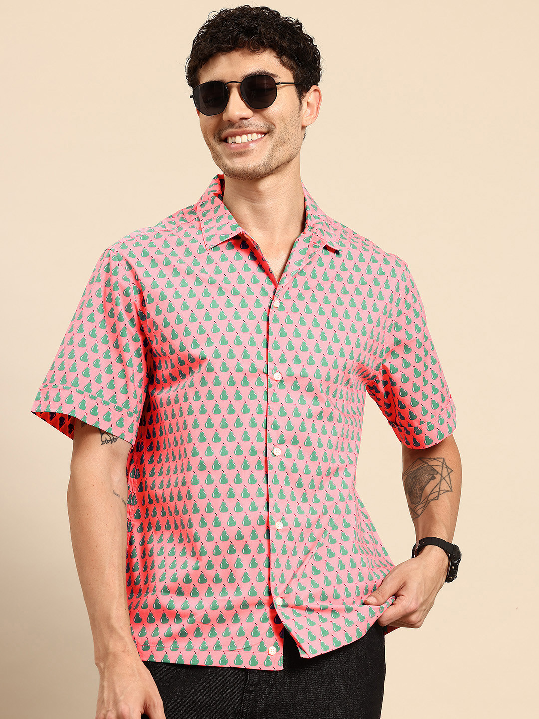 United Colors of Benetton Conversational Print Cotton Casual Shirt
