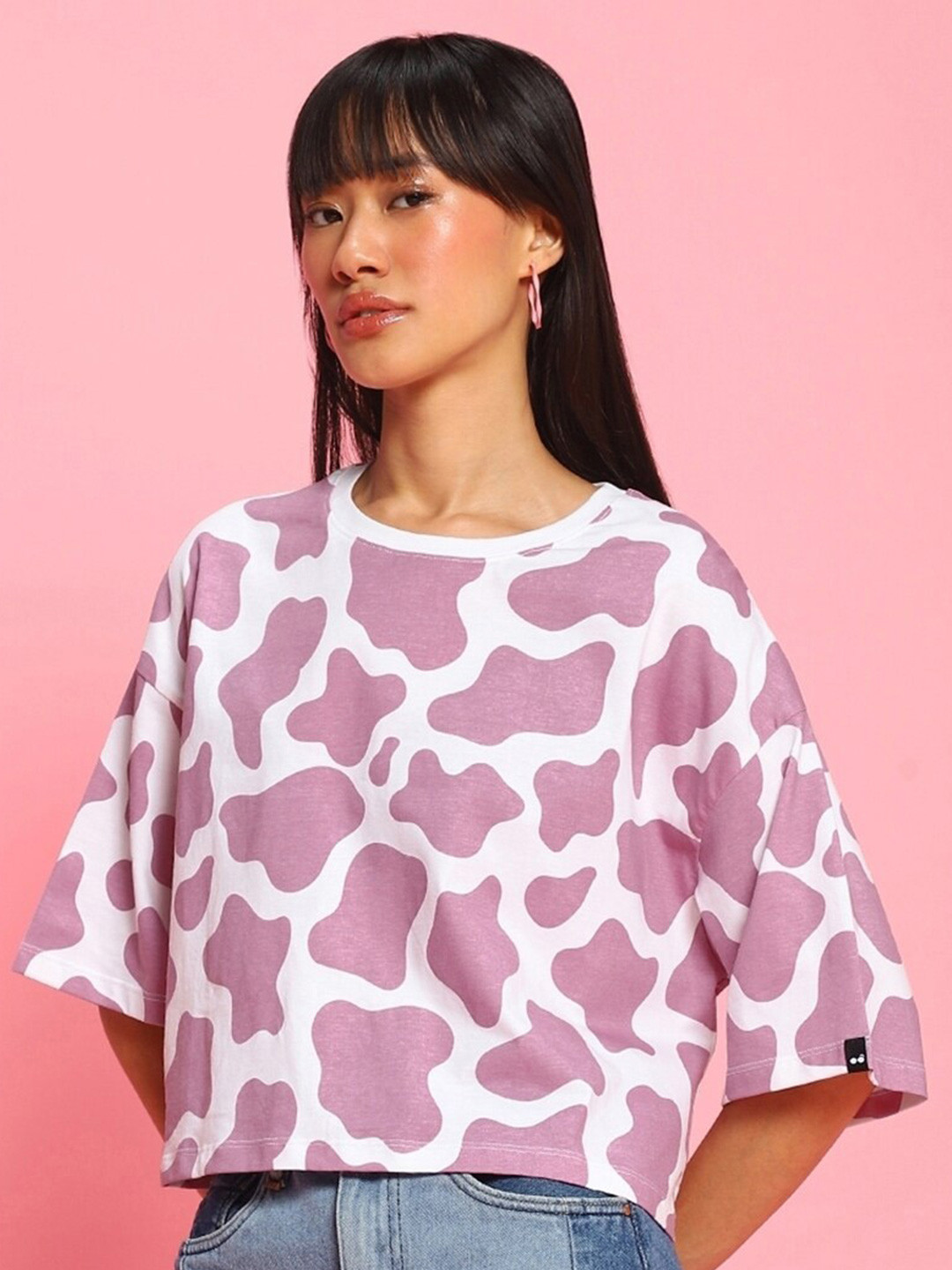 Bewakoof Women Camo Printed Oversized Short T-shirt