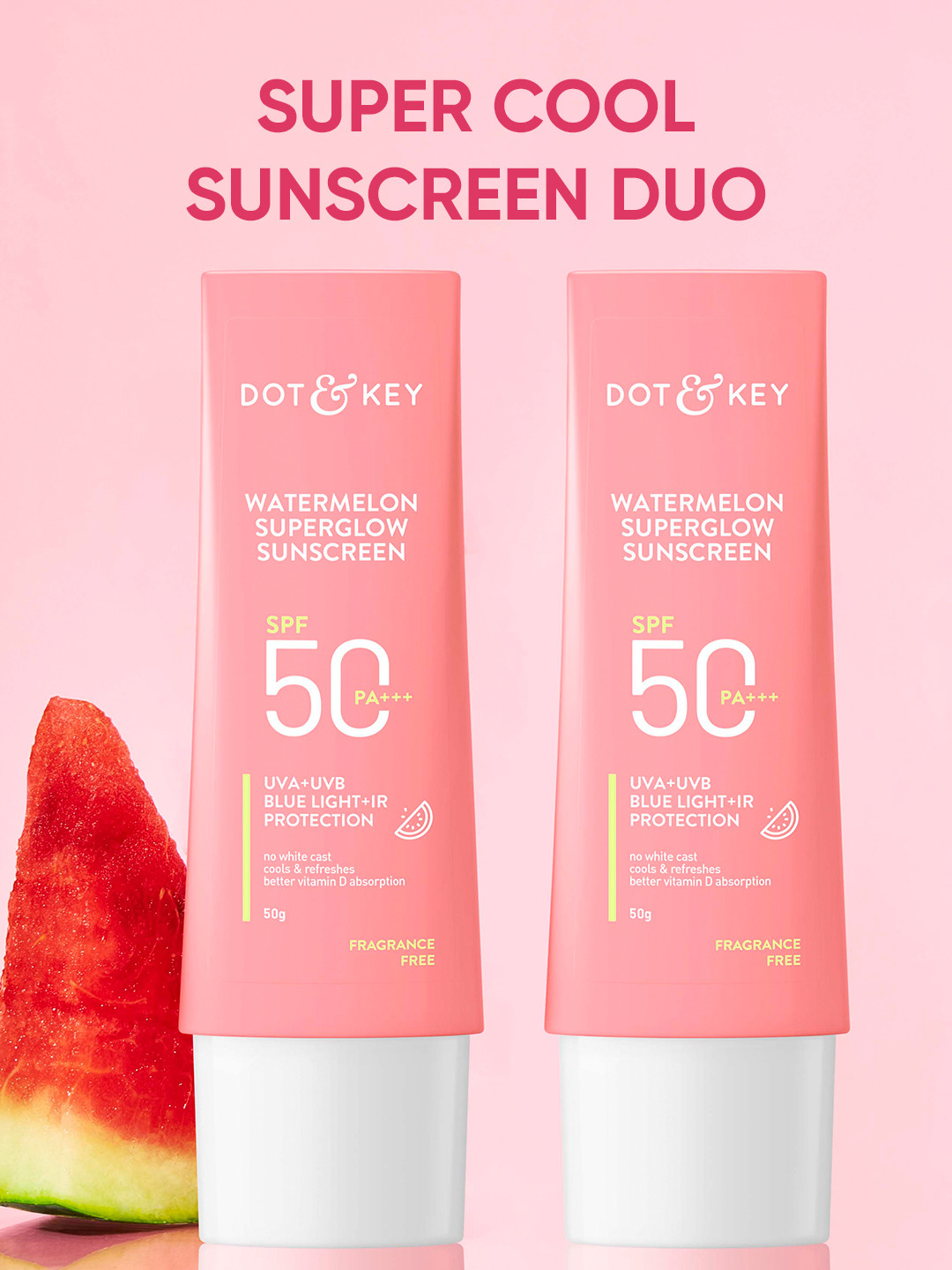 DOT & KEY Set Of 2 Watermelon SPF 50 PA+++ Cooling  Sunscreen - 50g Each