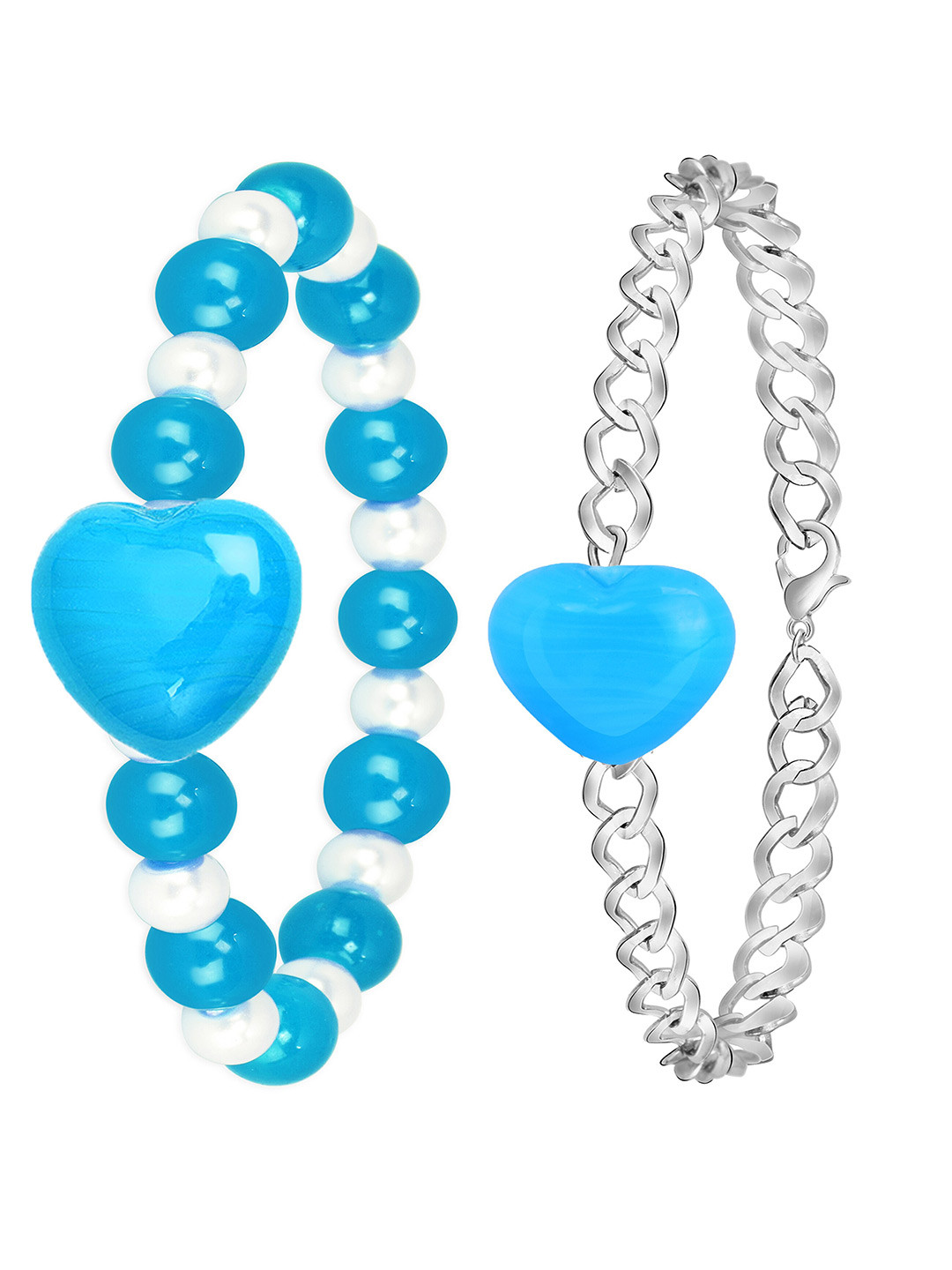 Mikado Women 2 Silver-Toned & Blue Silver-Plated Bracelet