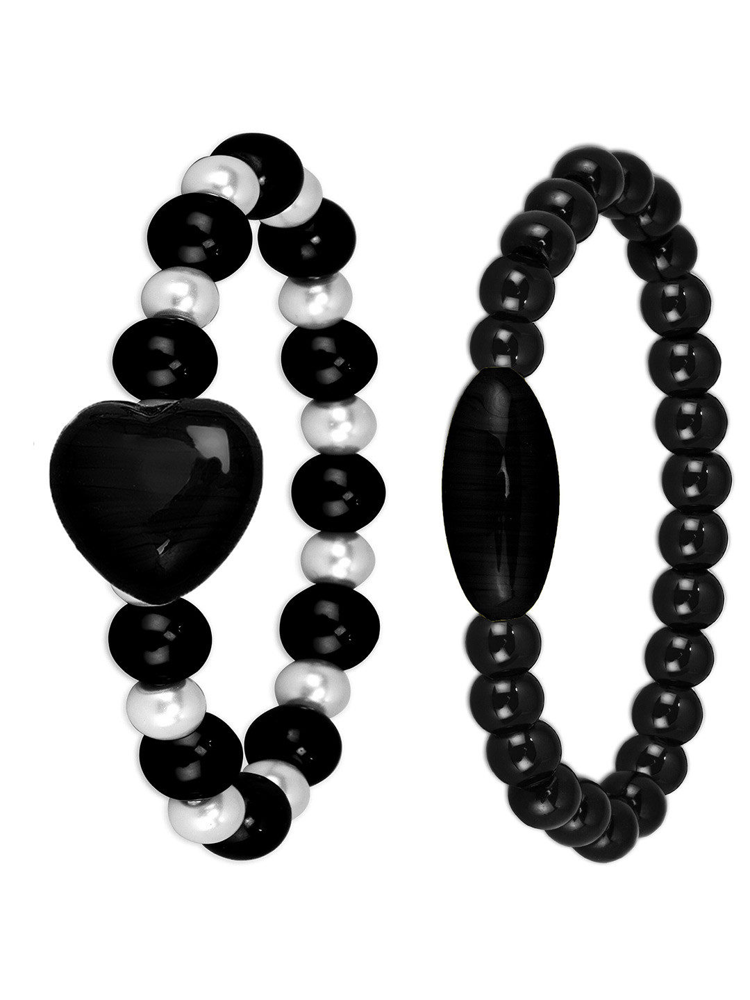 Mikado Set Of 2 Artificial Beads Elastic Bracelet