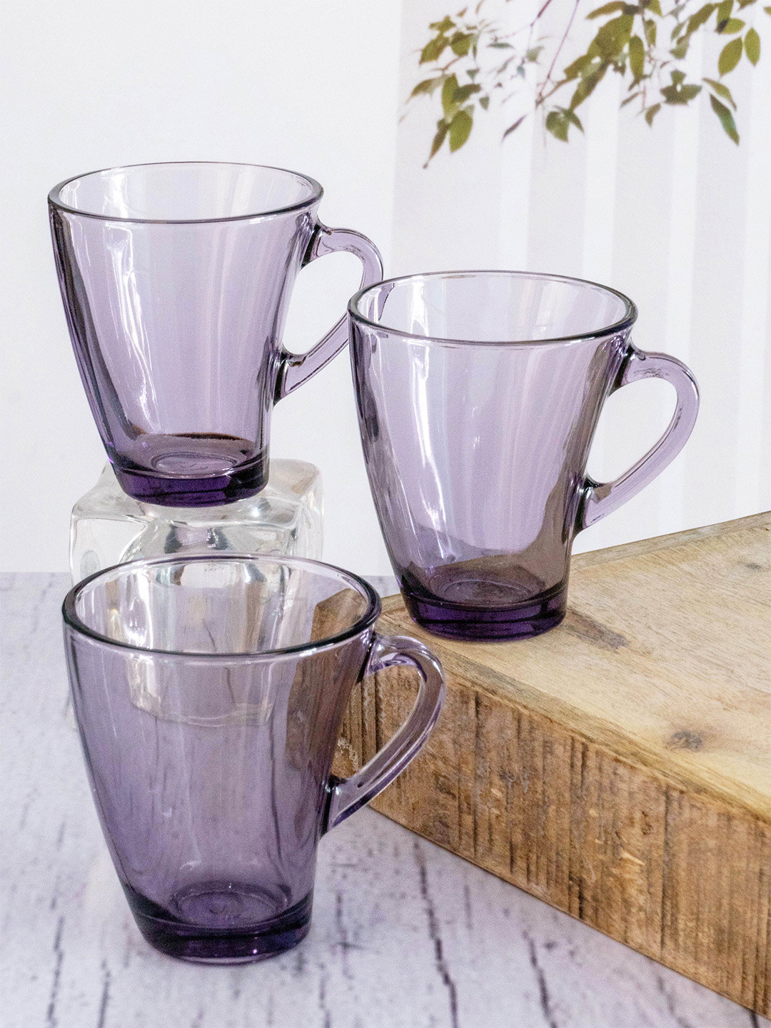 Pasabahce Penguen Transparent & Purple 6 Pieces Glass Glossy Mugs-170ml