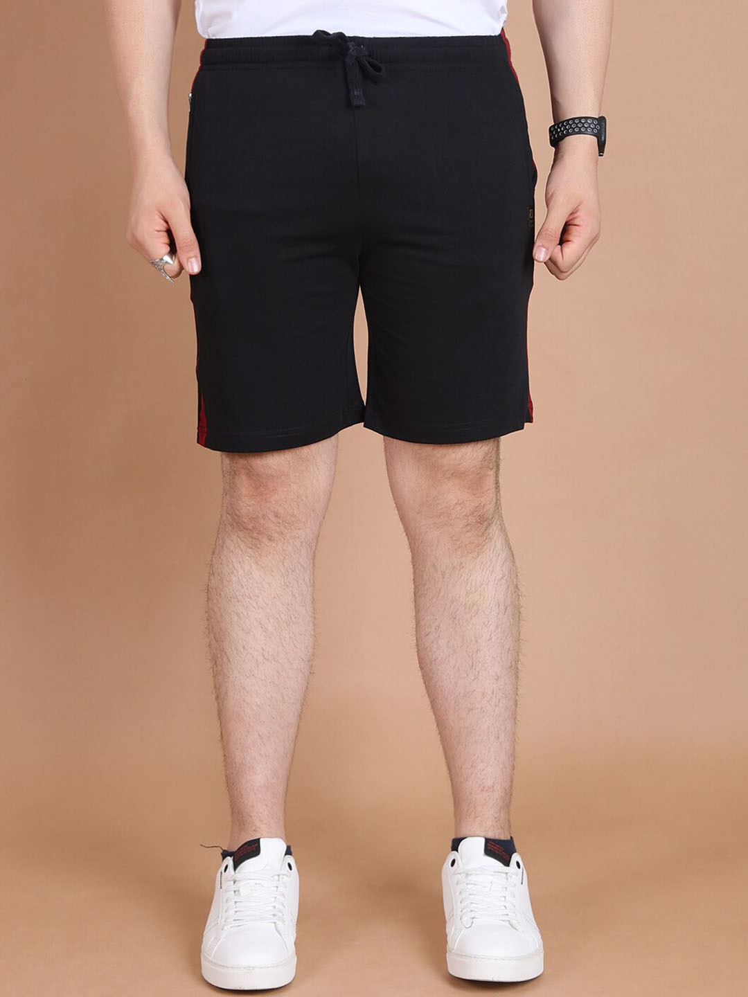 berry blues Men Striped Slim Fit Cotton Shorts