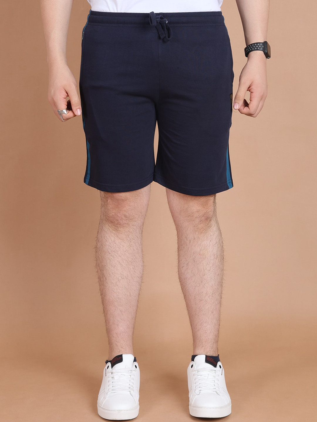 berry blues Men Striped Slim Fit Cotton Shorts