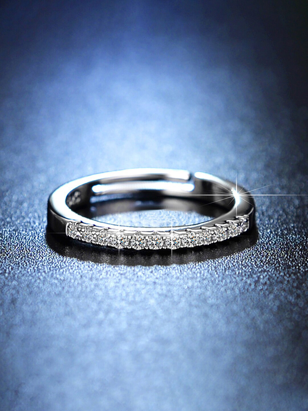 Jewels Galaxy Silver-Plated Stone-Studded Finger Ring