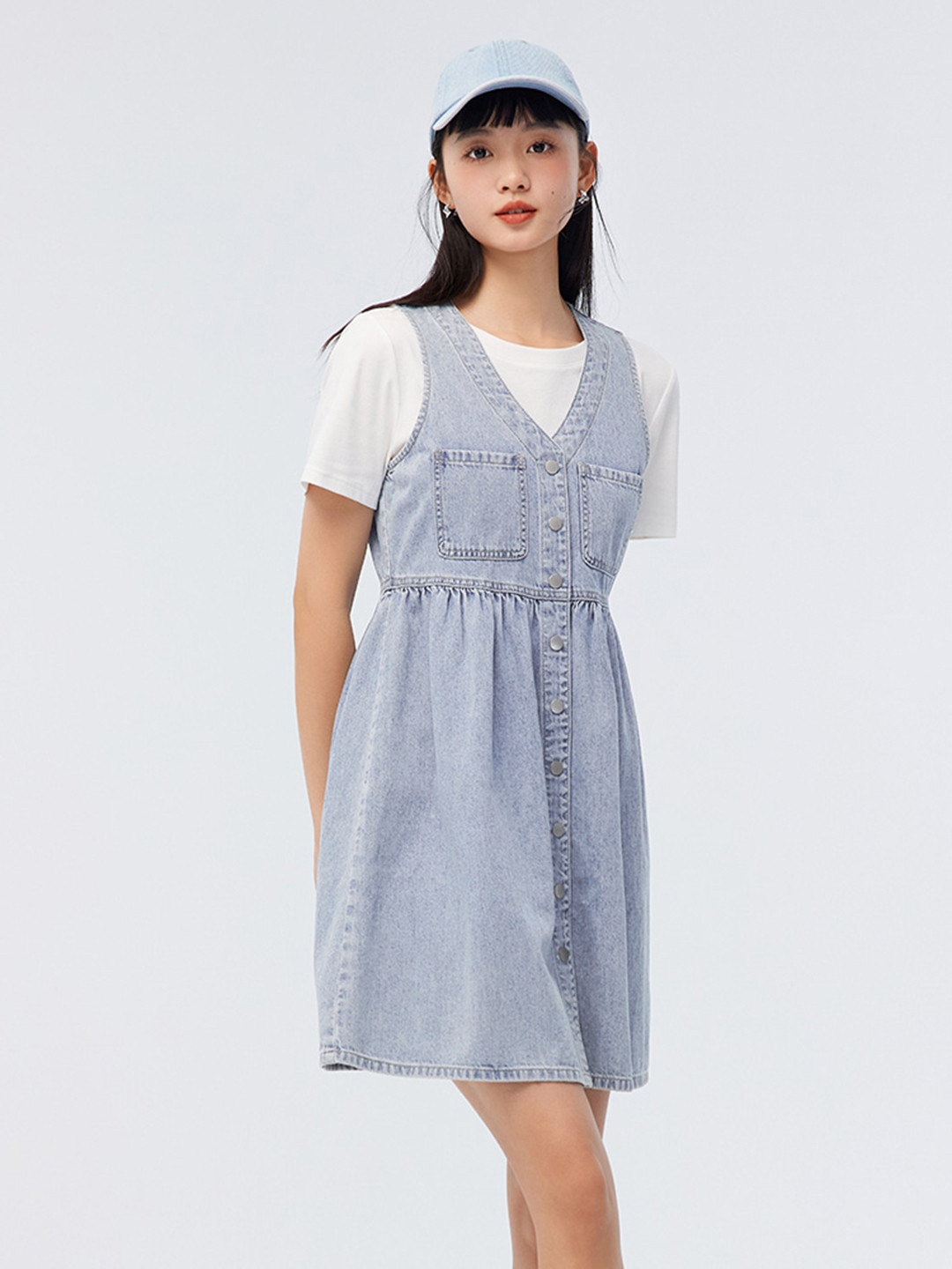 SEMIR V-Neck Denim Fit & Flare Dress
