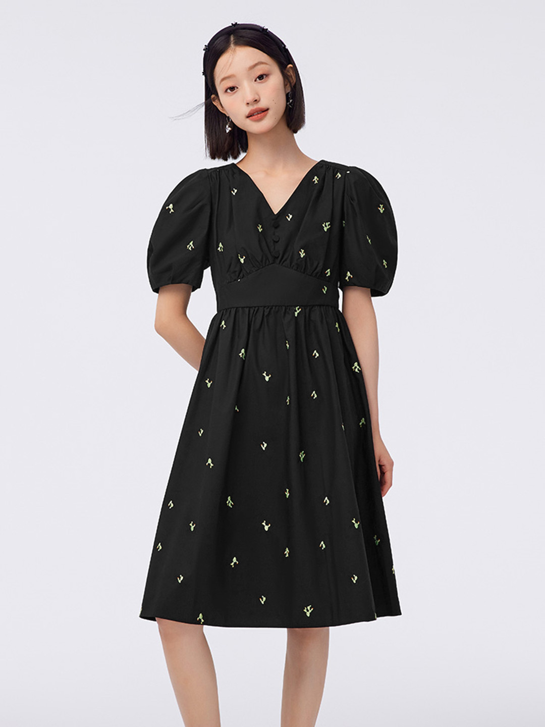 SEMIR Floral Embroidered Pure Cotton A-Line Dress