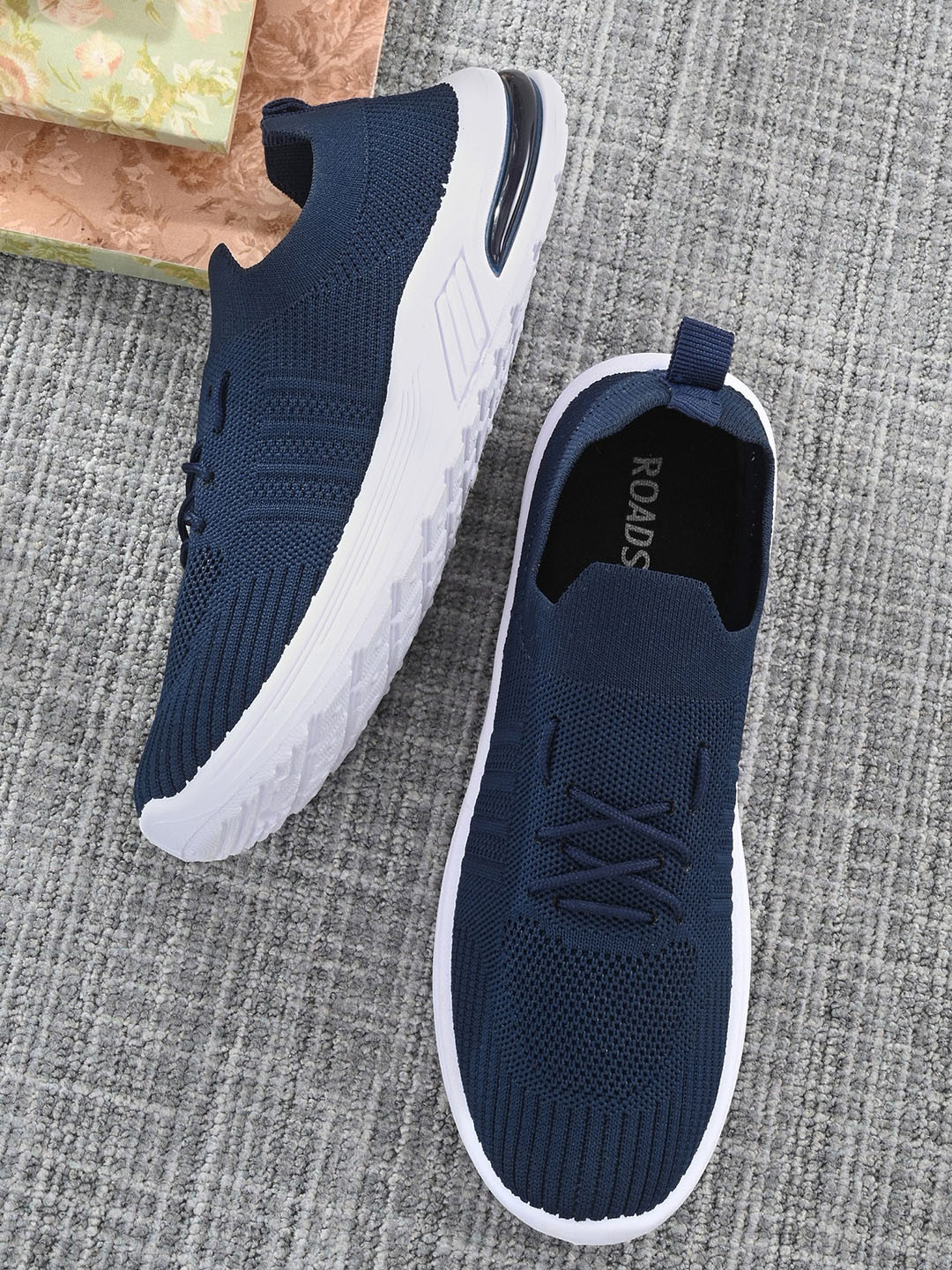 The Roadster Lifestyle Co. Women Navy Blue Woven Design Lightweight Slip On Sneakers