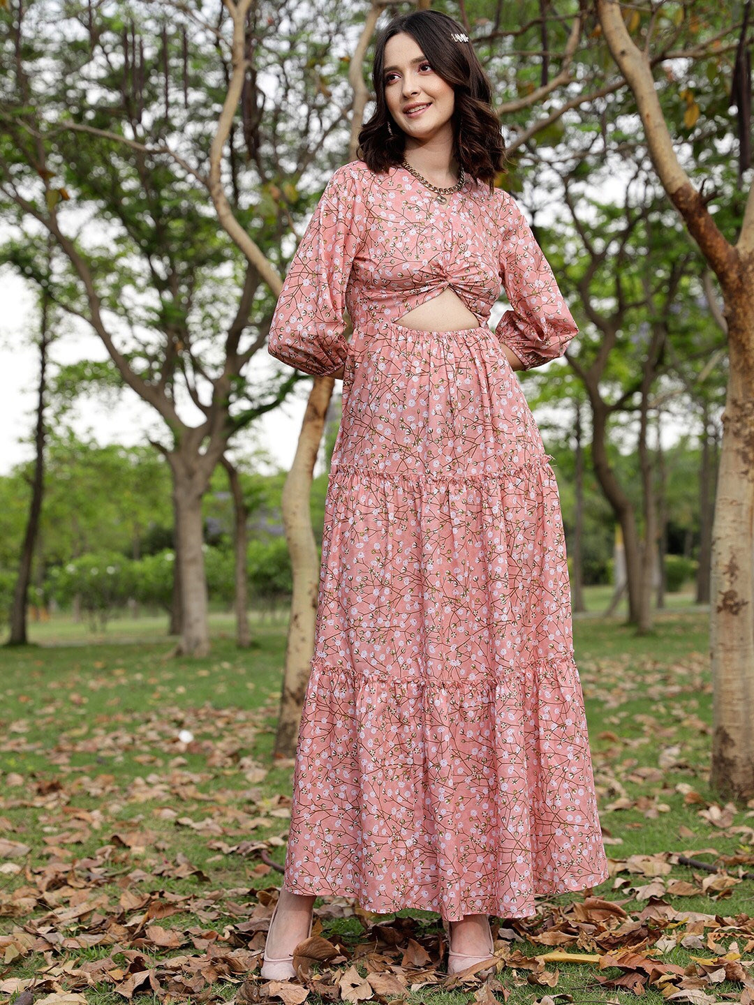 Aliyah crepe floral maxi dress outlet