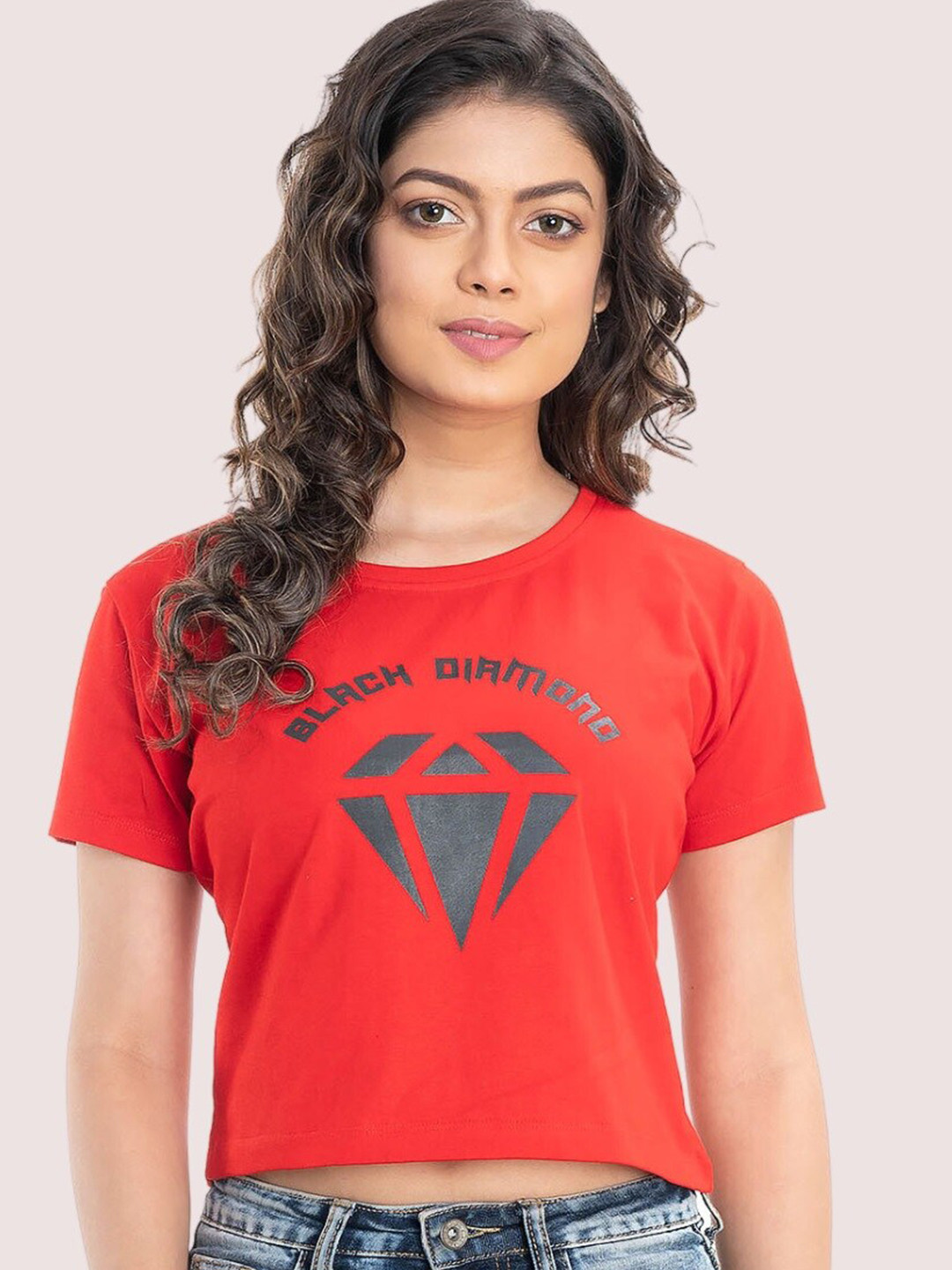 StyleAOne Graphic Printed Cotton Crop Top