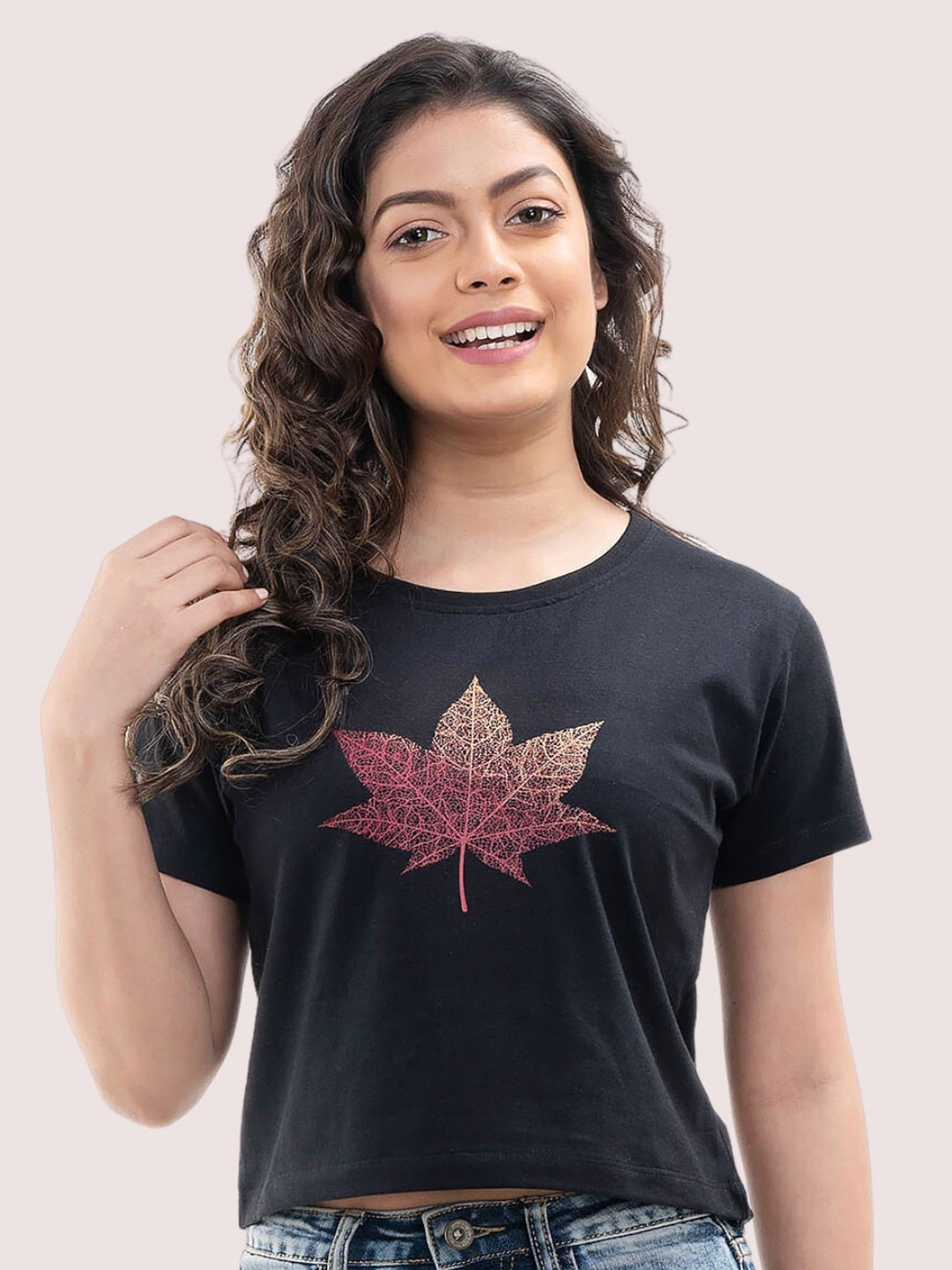 StyleAOne Graphic Printed Pure Cotton Crop Top