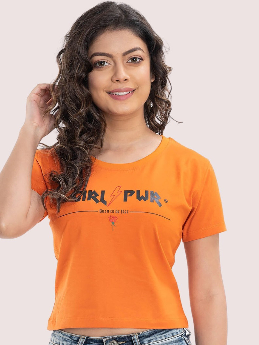 StyleAOne Typography Printed Cotton Crop Top