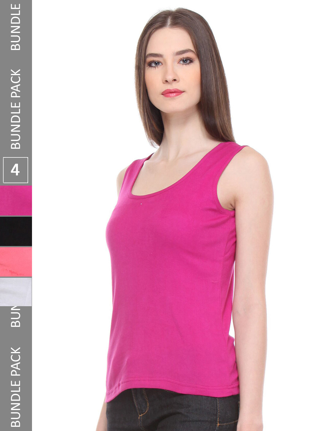 IndiWeaves Pack Of 4 Scoop Neck Pure Cotton Tank Tops