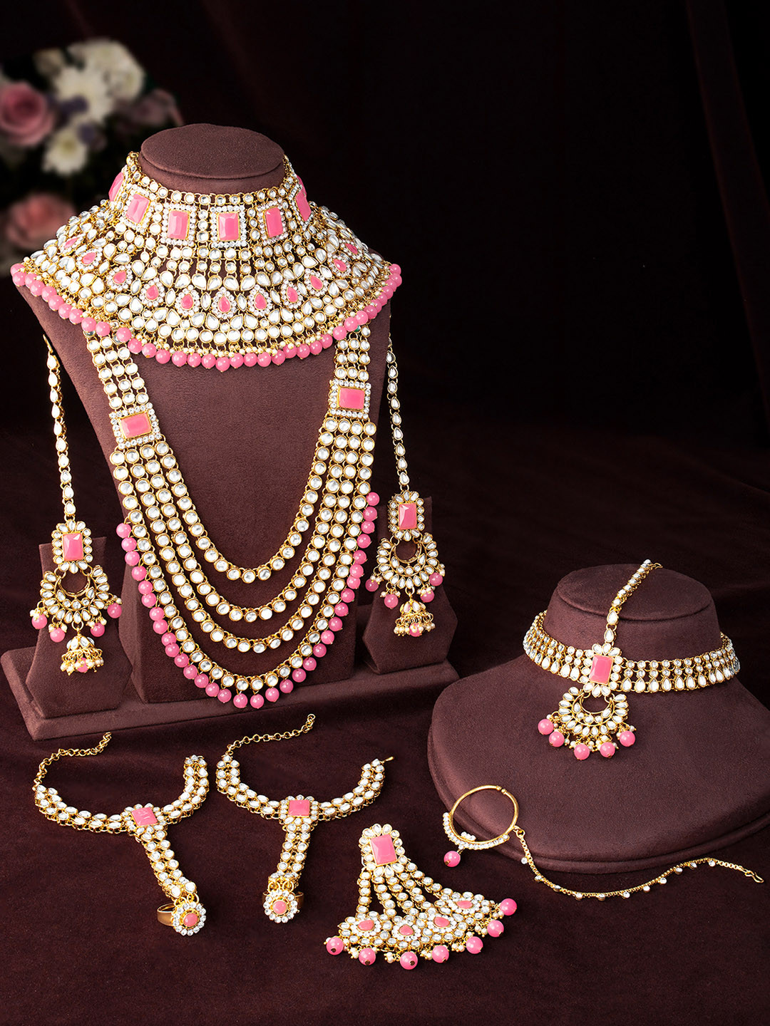 Peora Gold-Plated Kundan-Studded Bridal Jewellery Set
