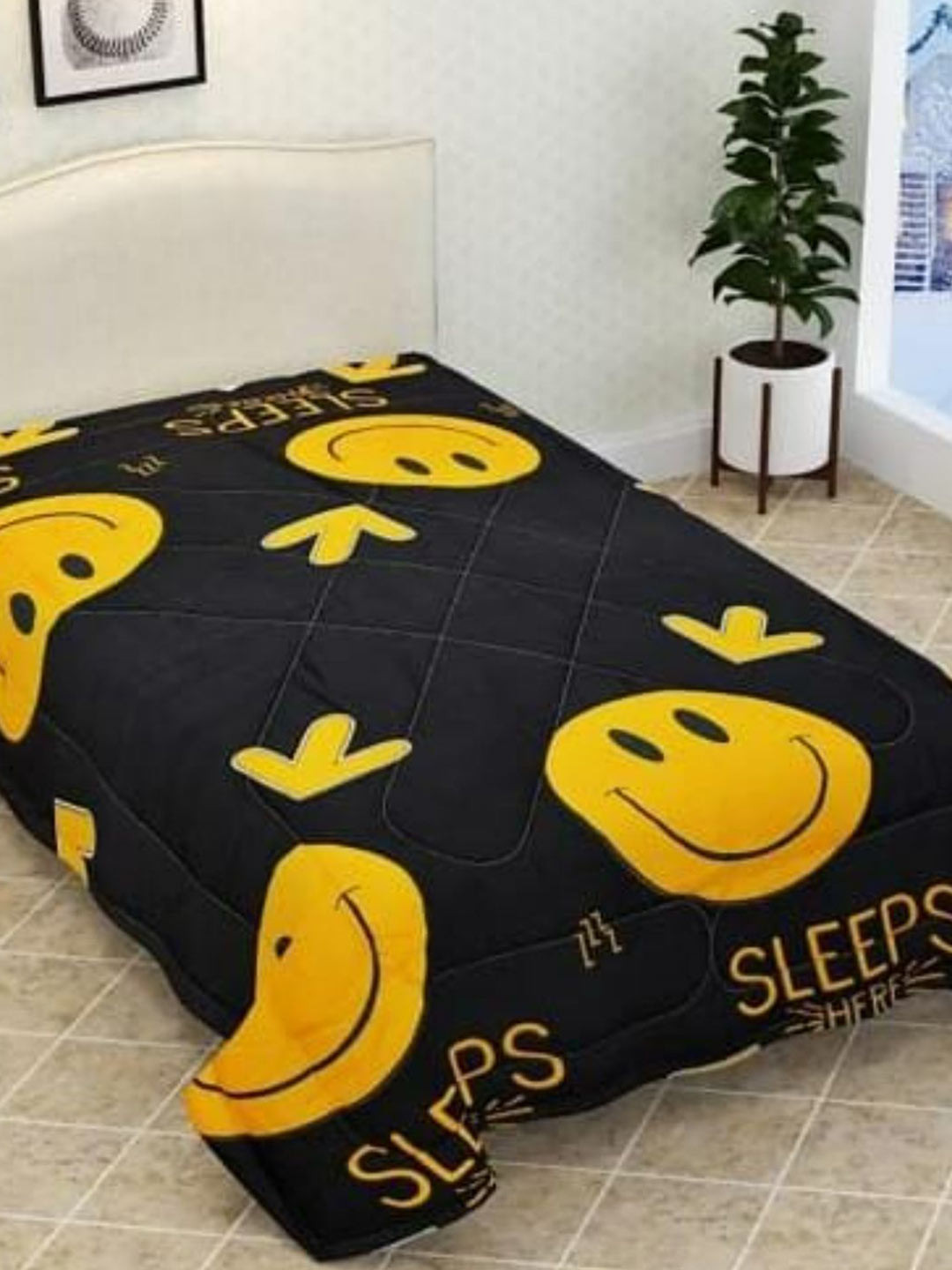 Bajo's Black & Yellow AC Room 210 GSM Single Bed Comforter