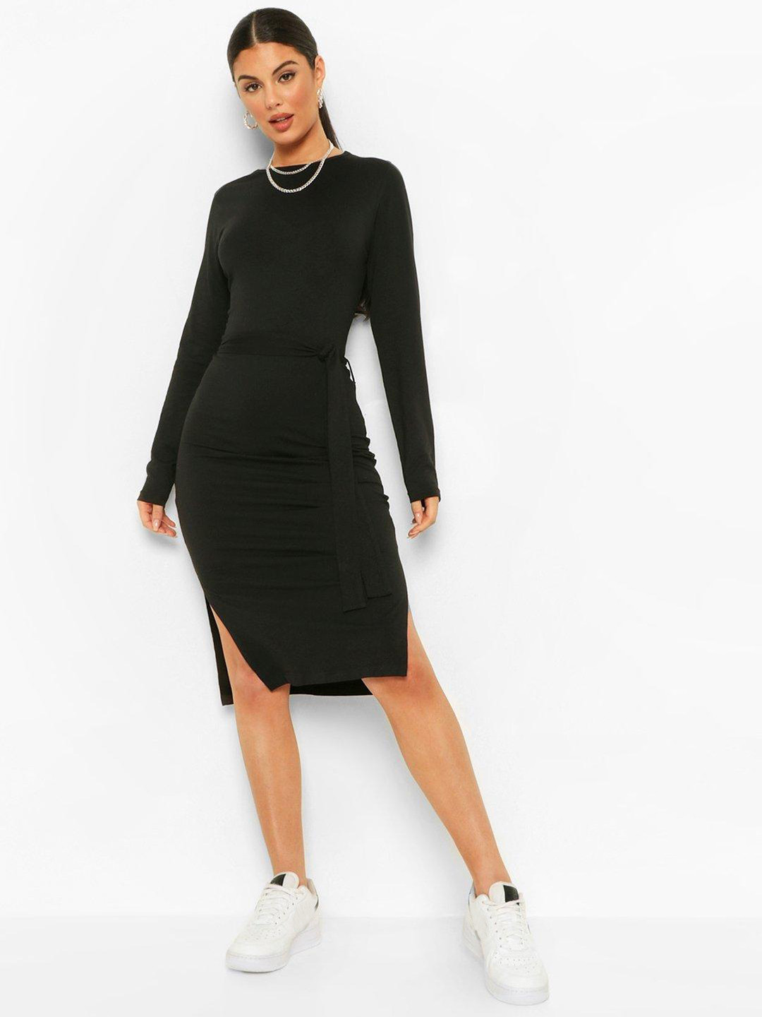 Boohoo Belted Bodycon Dress