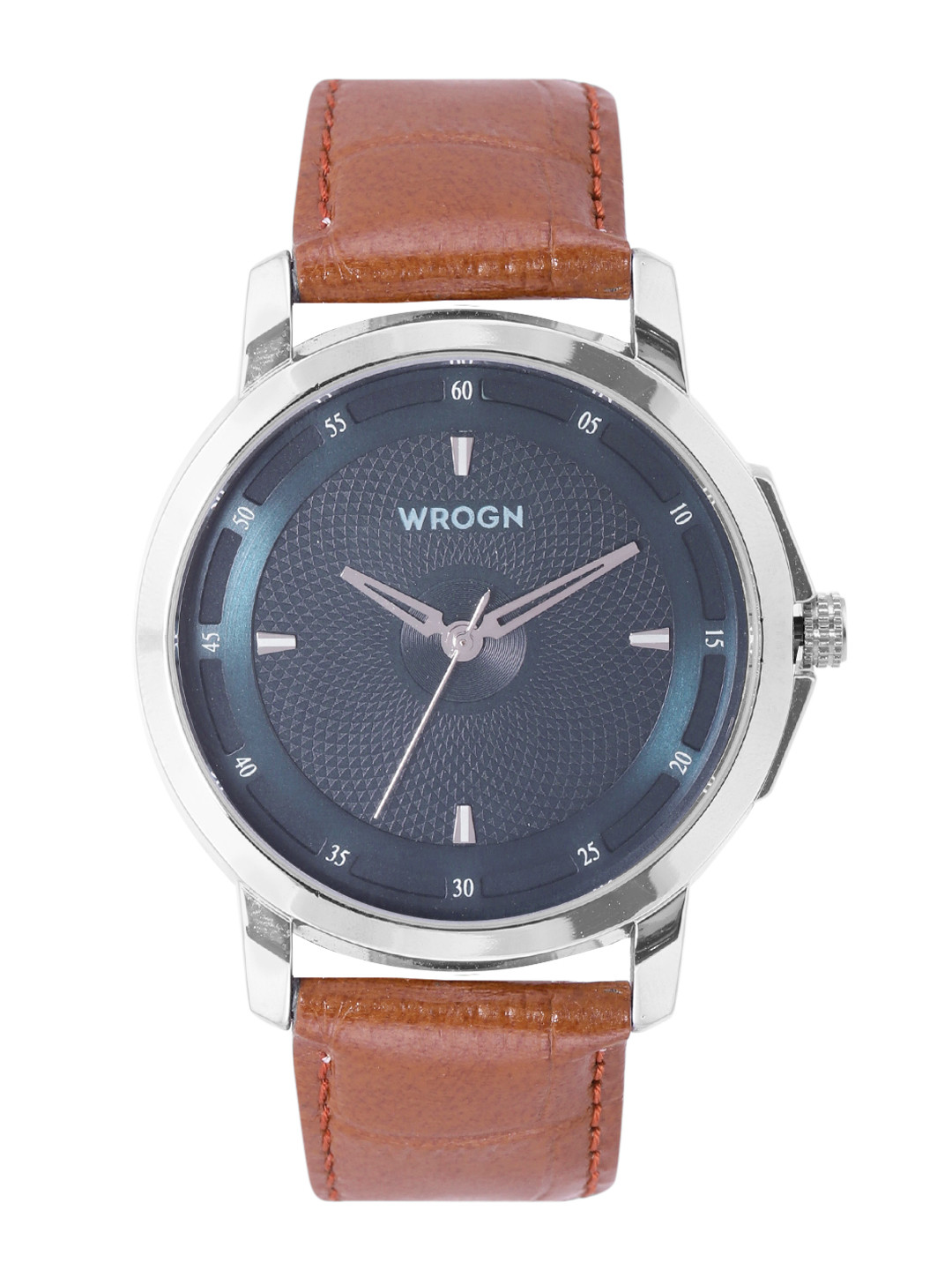 WROGN Men Brass Dial & Brown Straps Analogue Watch WR-6601-Blue