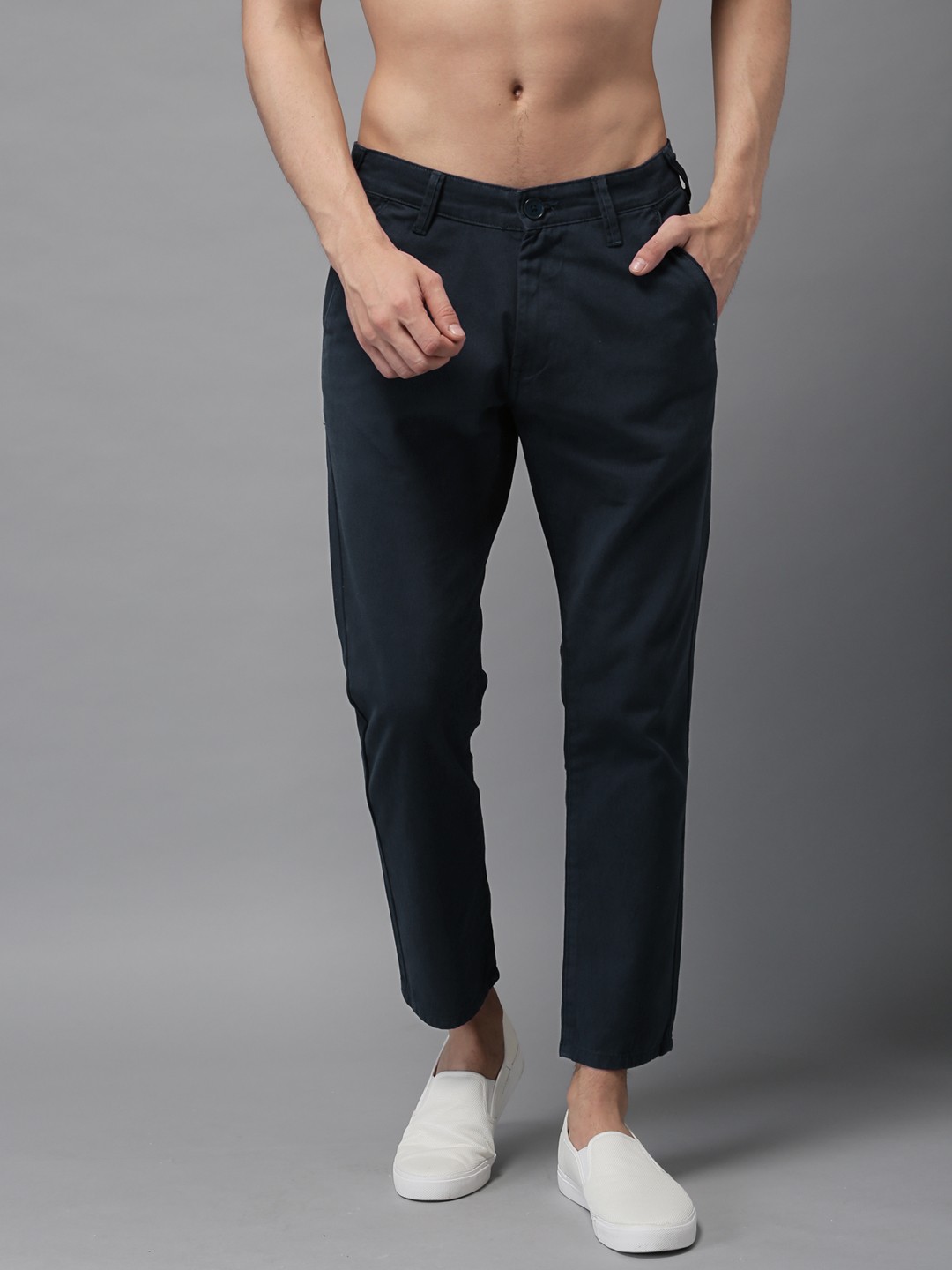 navy cropped chinos