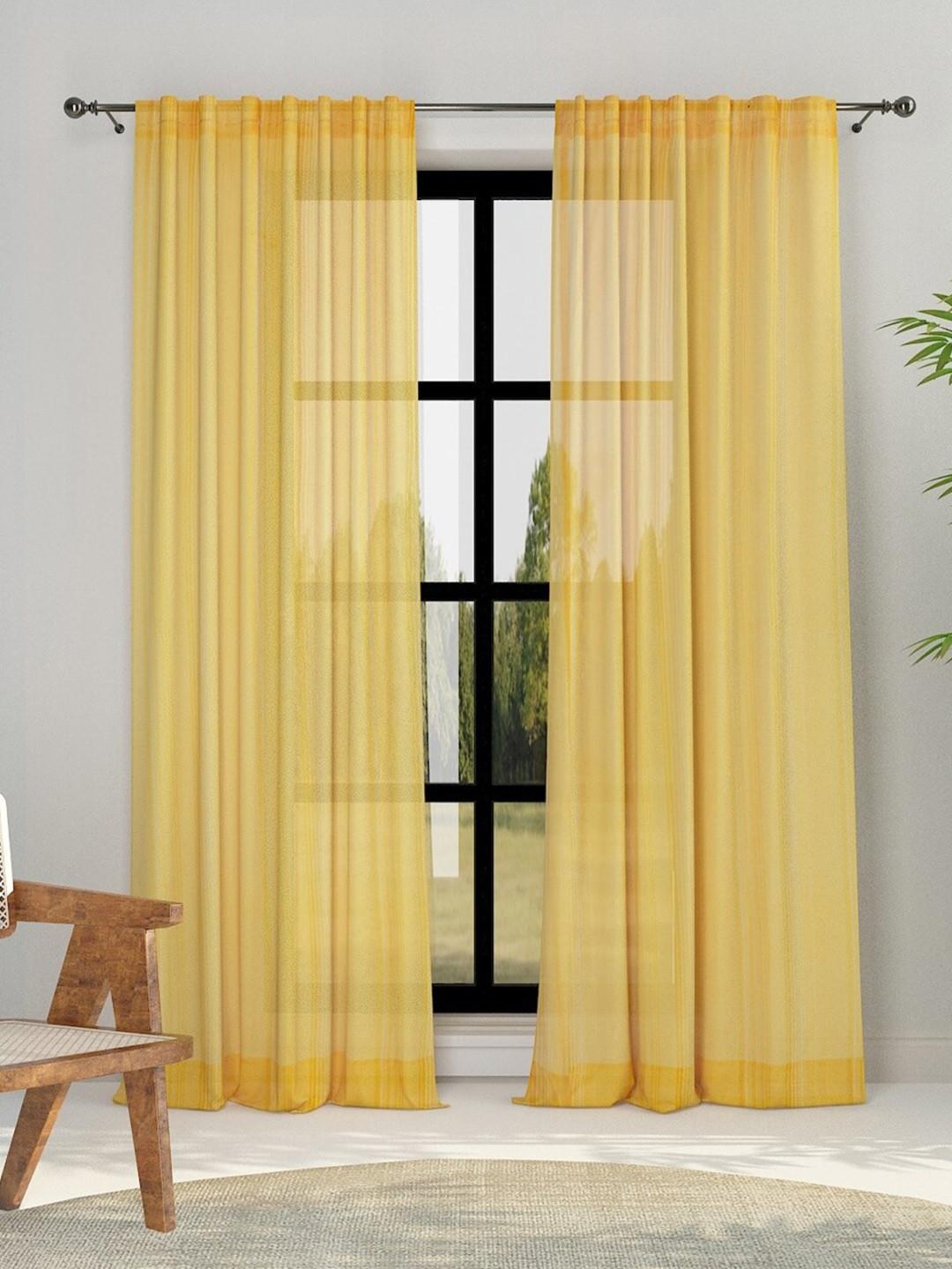Fabindia Ihania Brown Striped Long Door Curtain