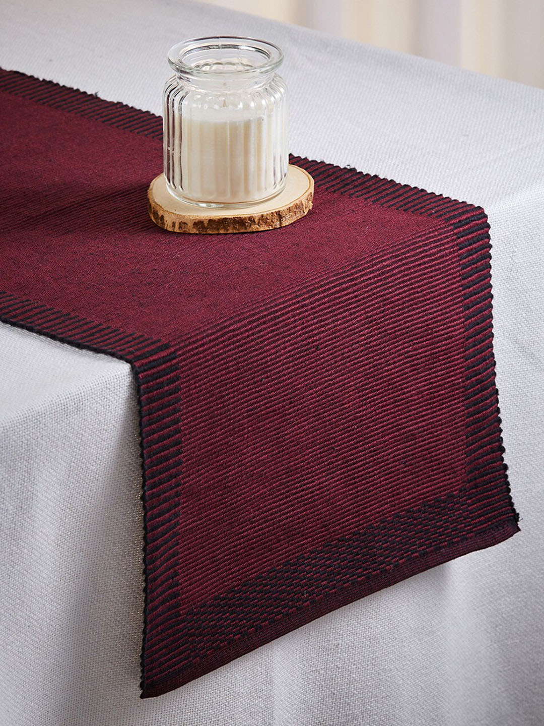 Fabindia Maroon Avikar Cotton Runner -Large