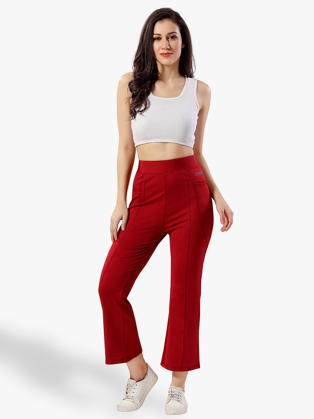 TRASA Women Maroon High-Rise Sports Track Pants