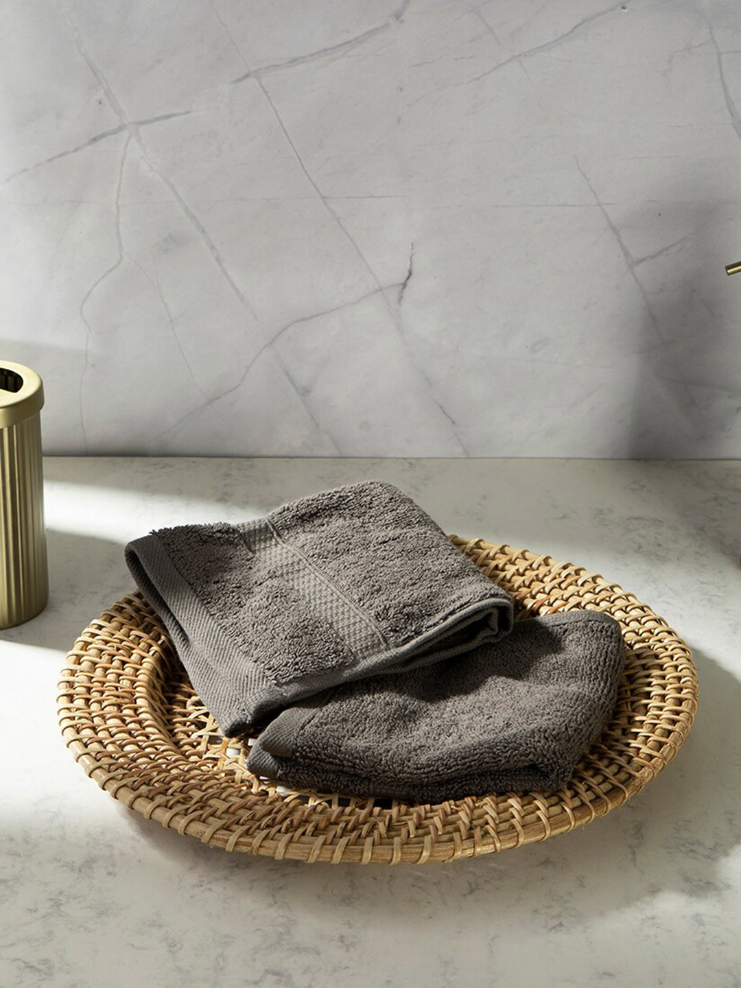 Fabindia Grey 2 Pieces Amaya Cotton Face Towels