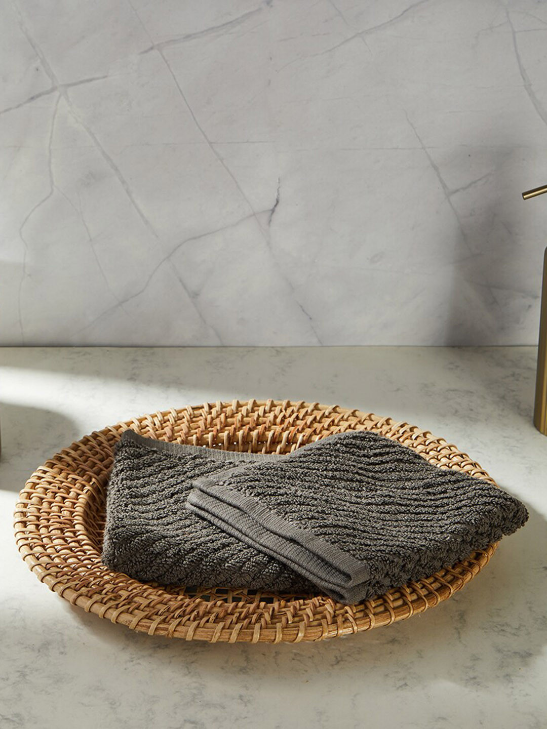 Fabindia Grey 2 Pieces Textured Cotton Face Towel