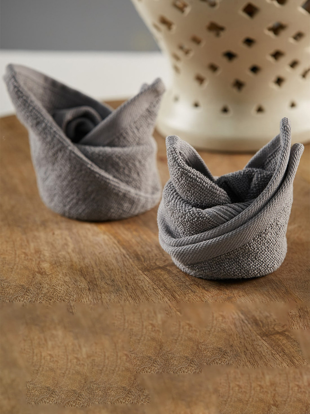 Fabindia Grey 2 Pieces Textured Cotton Face Towel