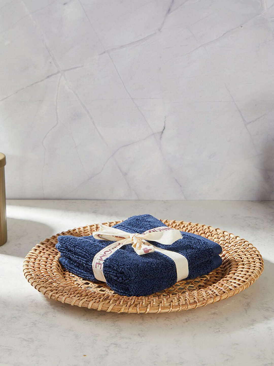Fabindia Amaya Navy Blue 2-Pieces 500GSM Cotton Face Towel