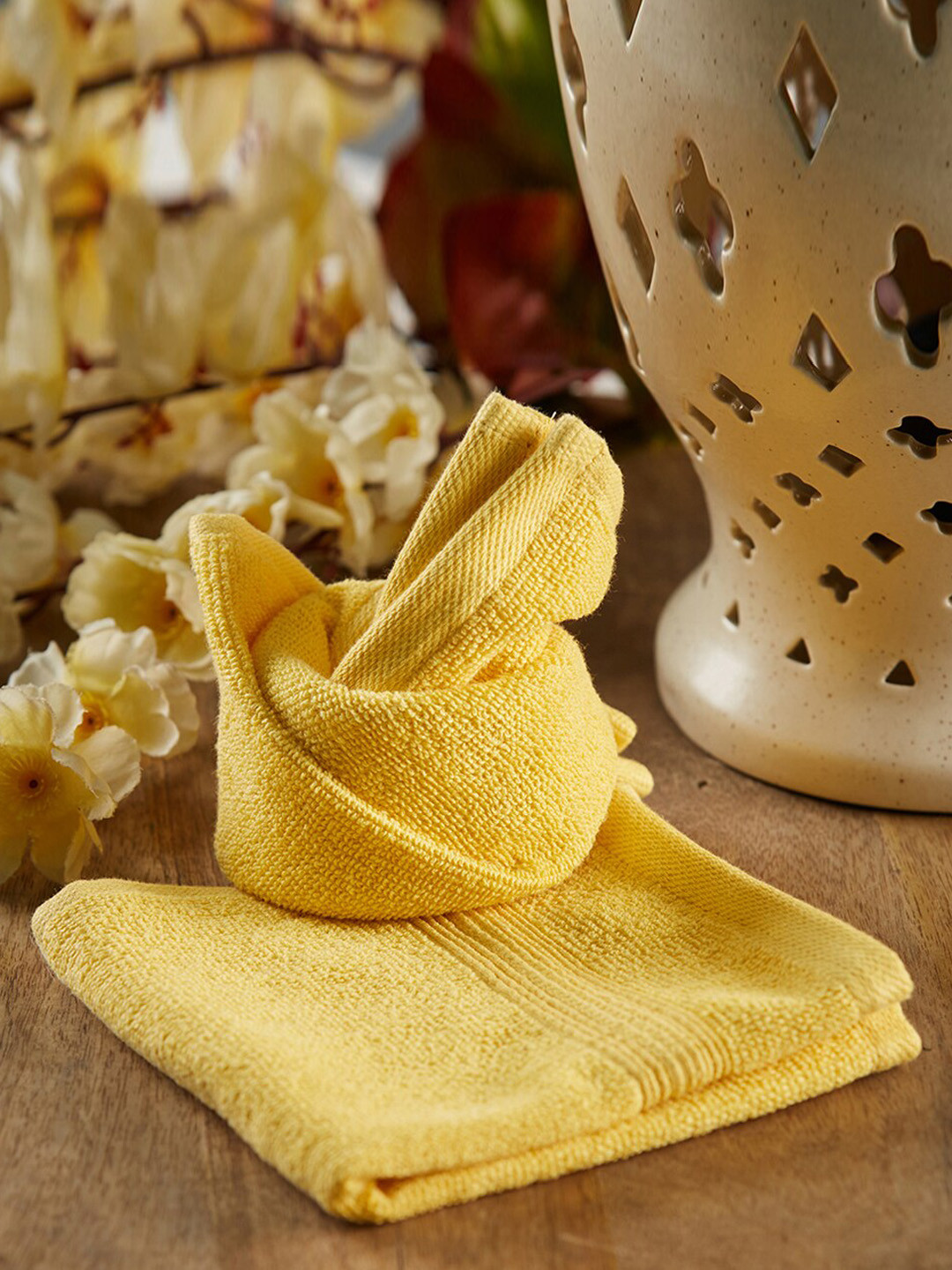 Fabindia Sancha Yellow 2 Pieces Cotton 500GSM Towel Set