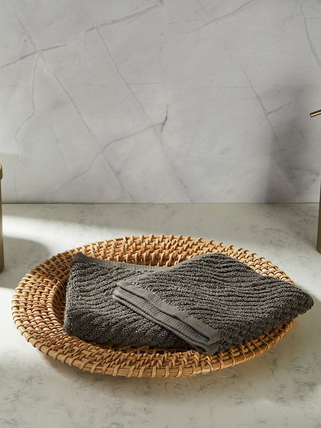 Fabindia Grey 2 Pieces Nina Cotton Hand Towel