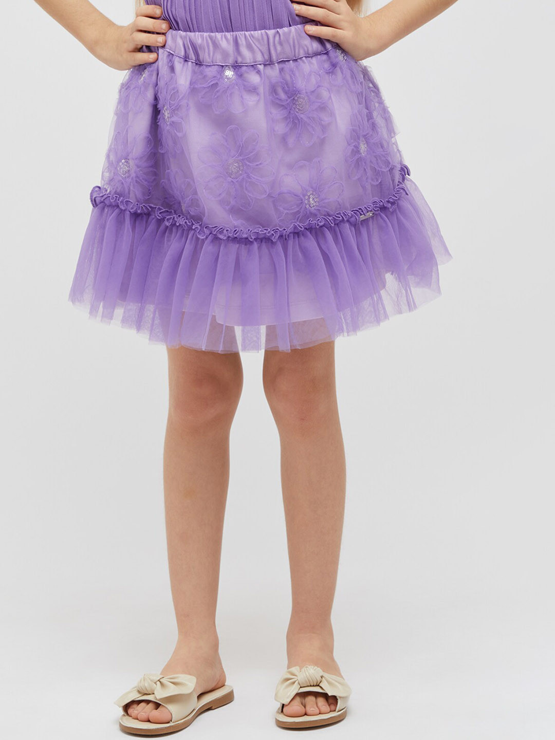 One Friday Sequined Ruffles A-Line Skirt