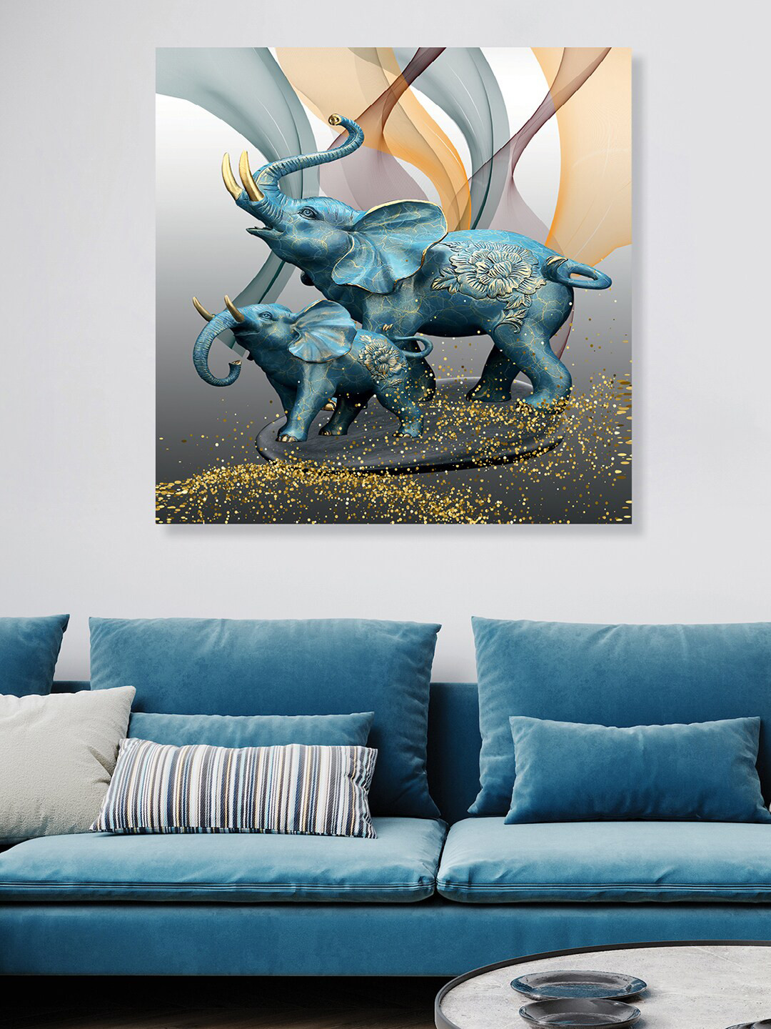 RANDOM Blue Elephant Canvas Wall Art