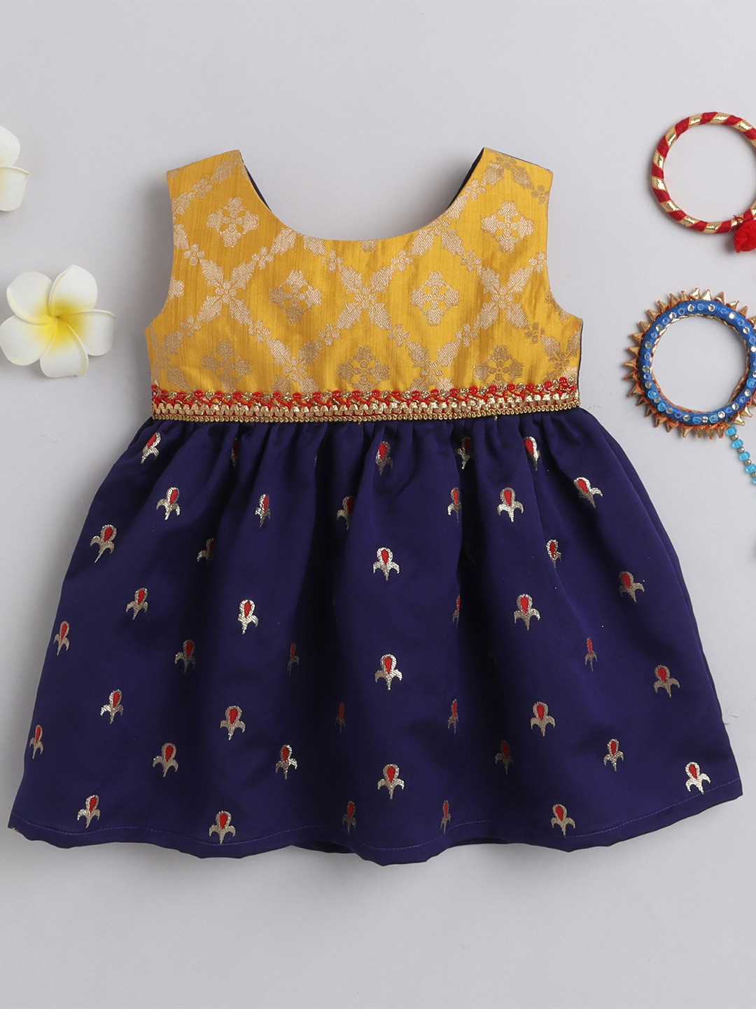 MANY FROCKS & Girls Floral Woven Design Fit & Flare Dress