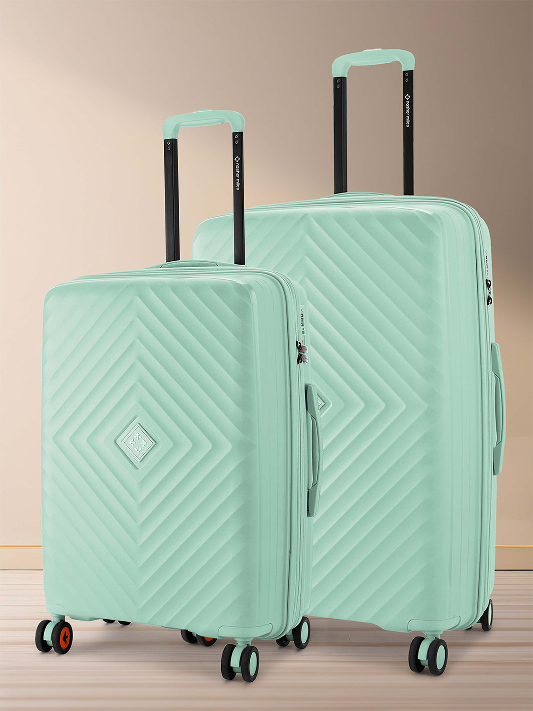 Nasher Miles Antwerp Polypropylene Set of 2 M/L Pastel Green Trolley Bag 65-75cm