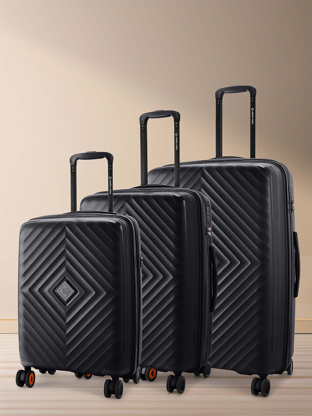 Nasher Miles Antwerp Polypropylene Set of 3 S/M/L Black Trolley Bags 55-65-75cm